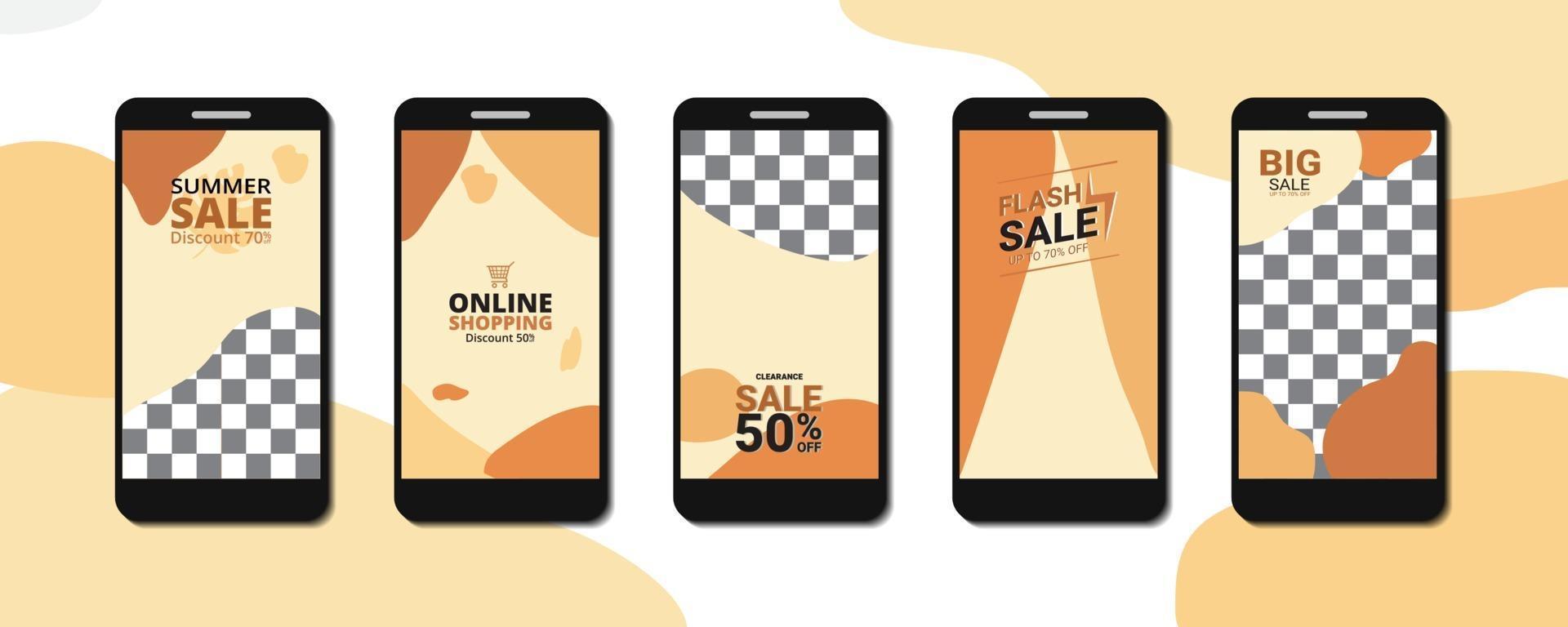 Abstract template online sale on smartphone vector