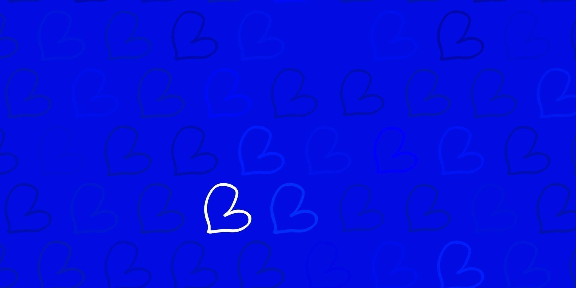 Light BLUE vector background with Shining hearts.