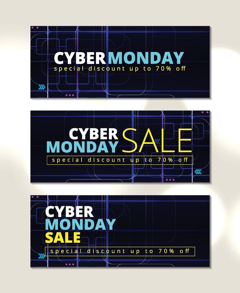 Plantilla de diseño de vector de venta de Cyber Monday de banner azul