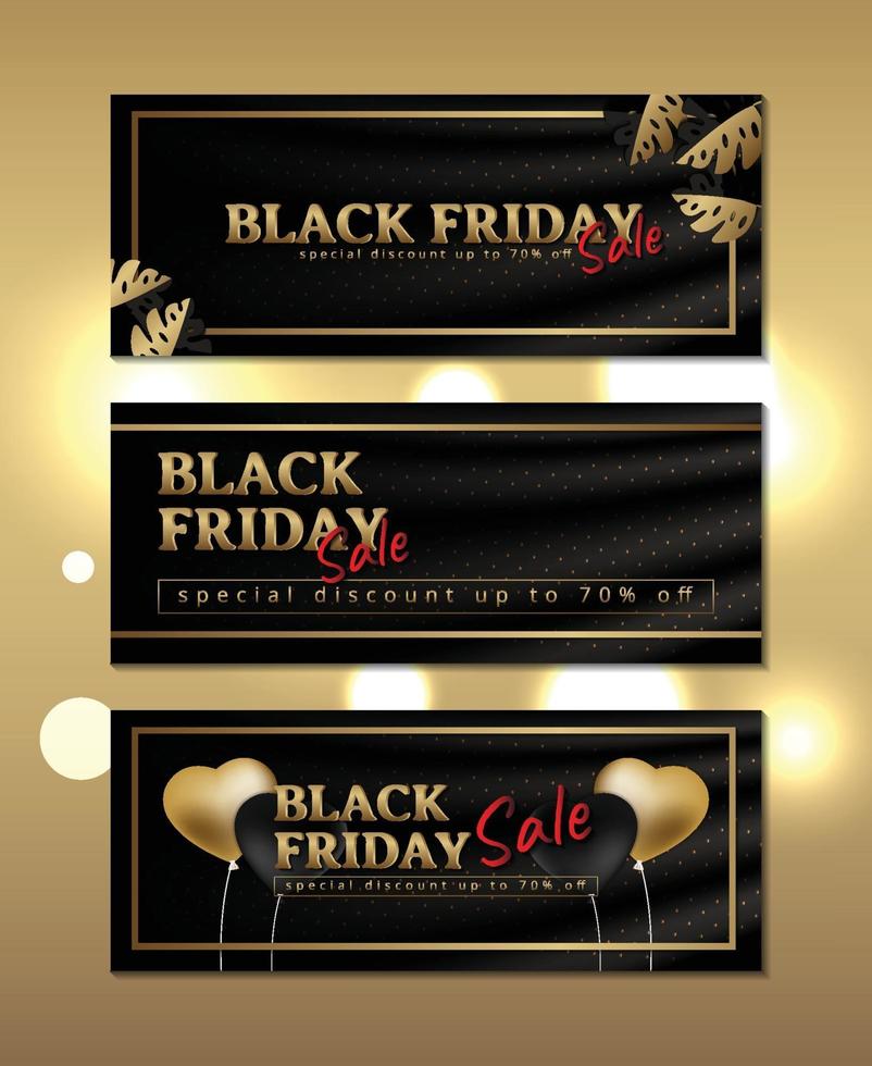 Luxury banner black friday on silk with gold frame vector