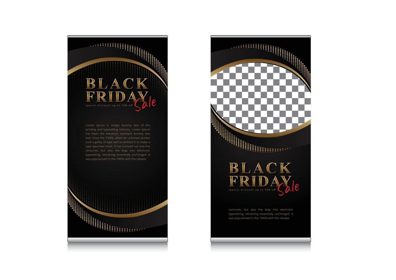 Luxury banner roll up black friday sale with picture slots template vector