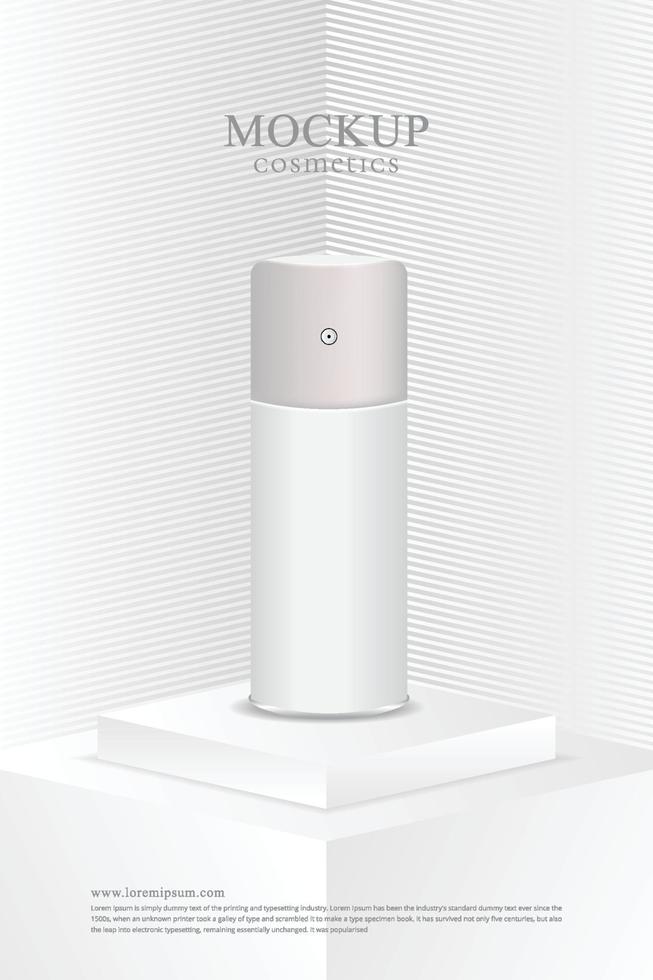 Poster minimalist white mockup cosmetic product vector