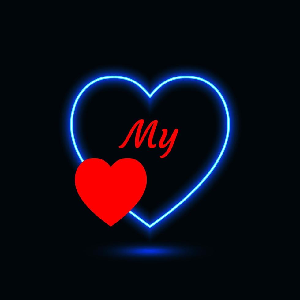 My love neon heart icons for valentines day. vector illustration ...