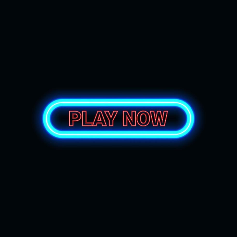 Play now button neon icon for website and UI material. vector illustration