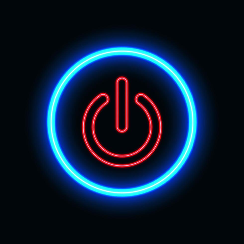 Power on neon icon for website and UI material. vector illustration
