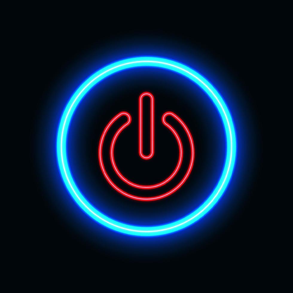 Power on neon icon for website and UI material. vector illustration