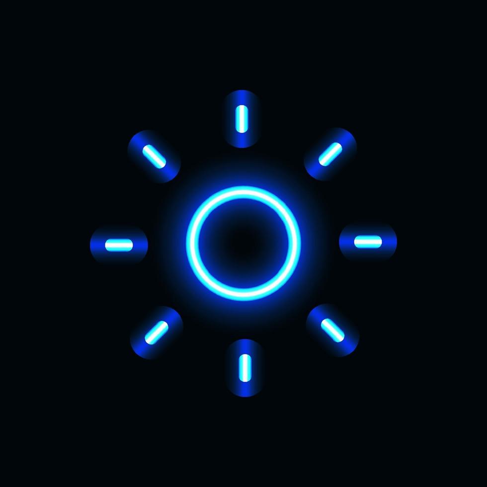 Brightness button neon icon for website, mobile application and template UI material. vector illustration