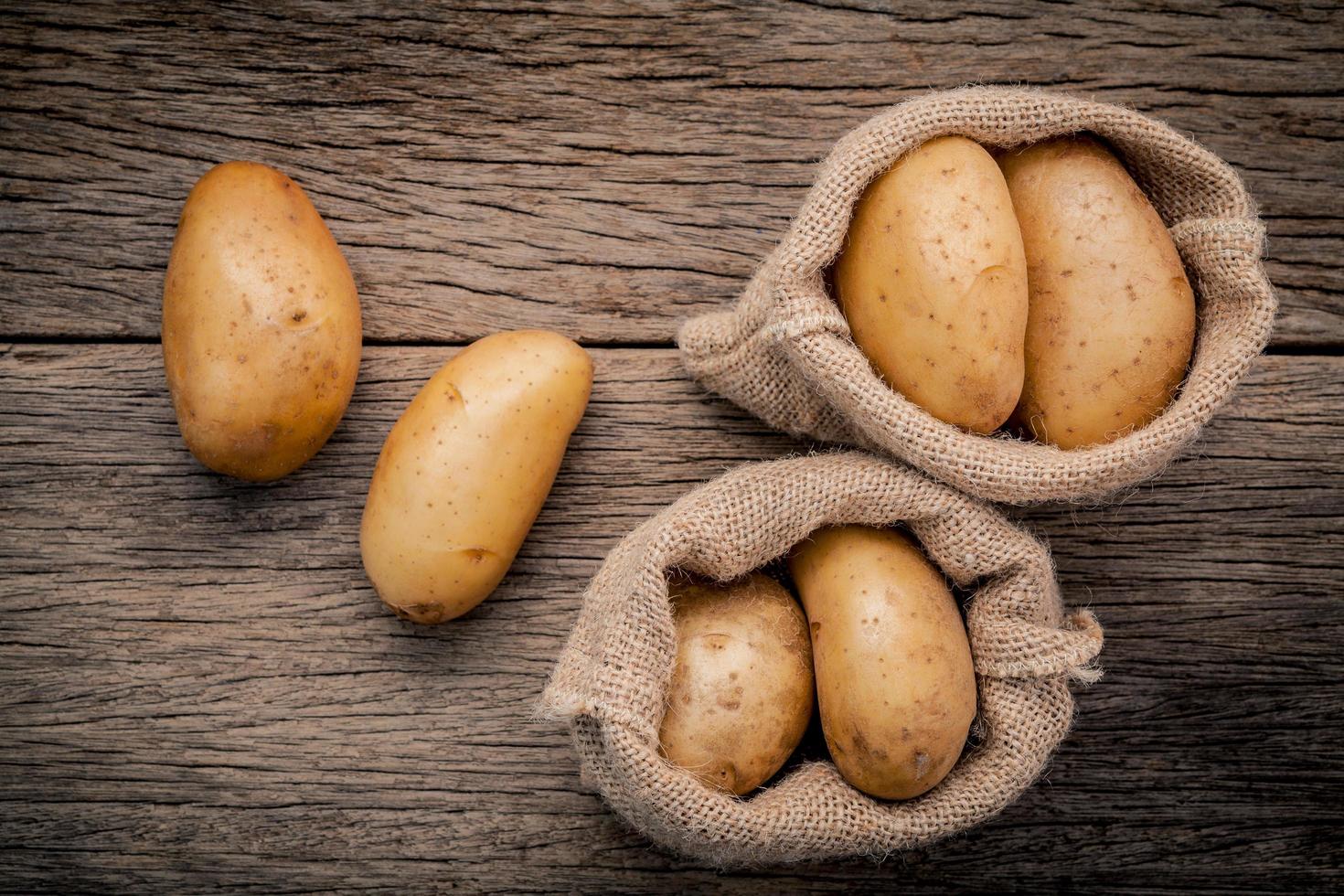 Flat lay of potatoes photo