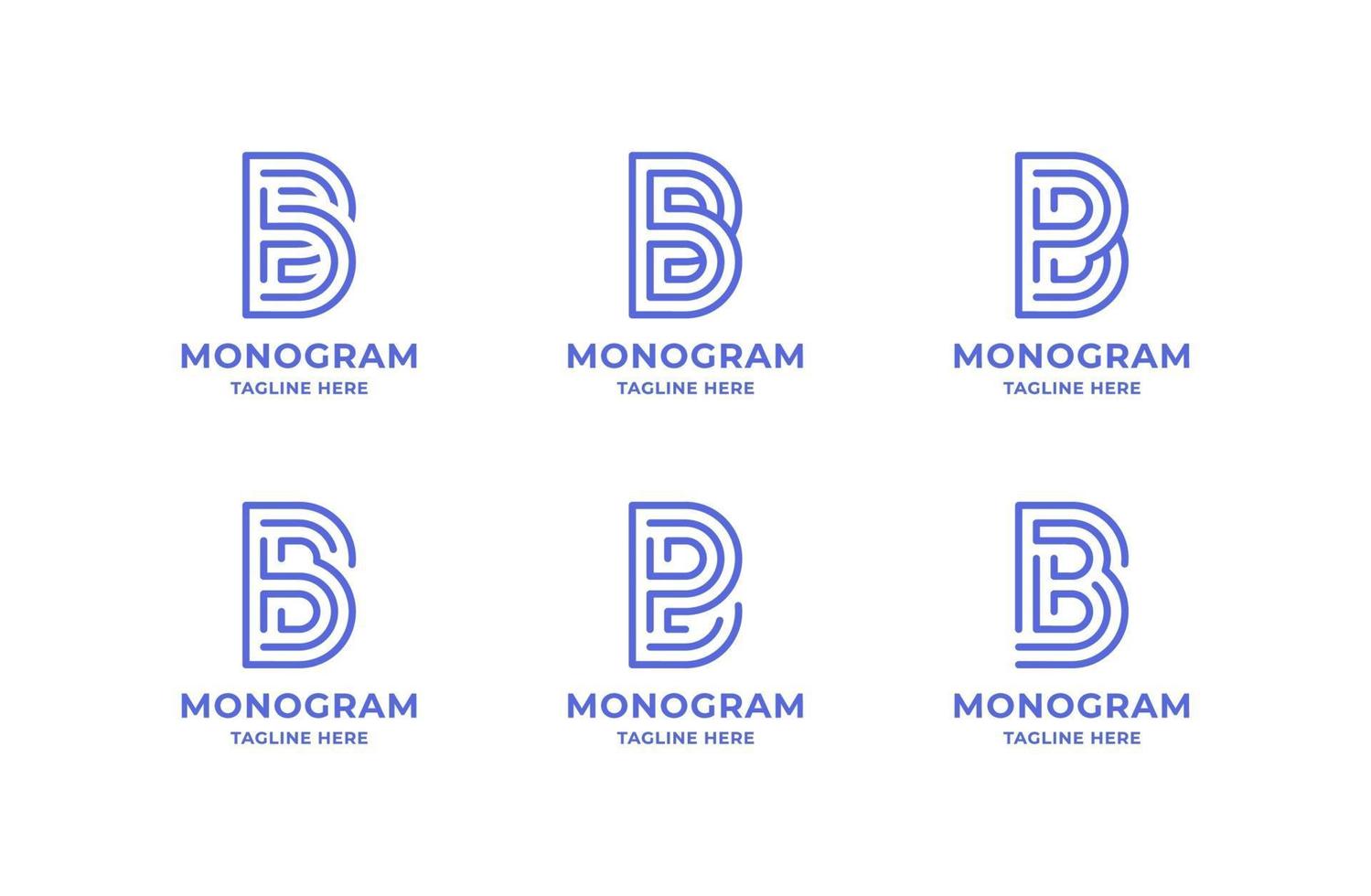 Simple and Minimalist Line Art Letter B Logo Set vector