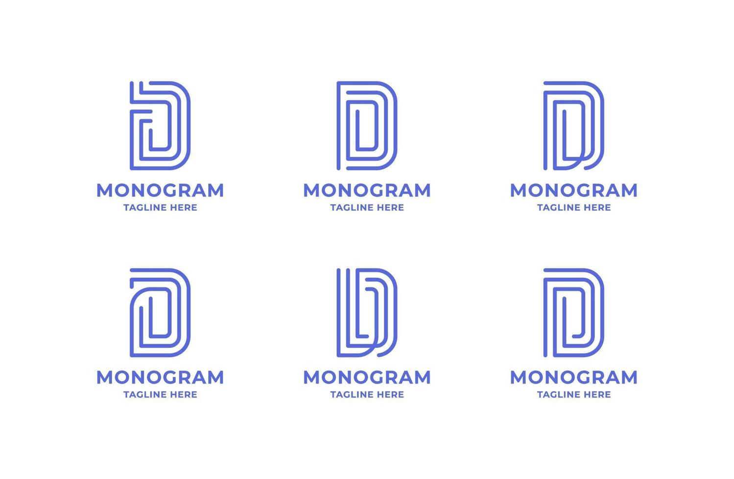 Simple and Minimalist Line Art Letter D Logo Set vector