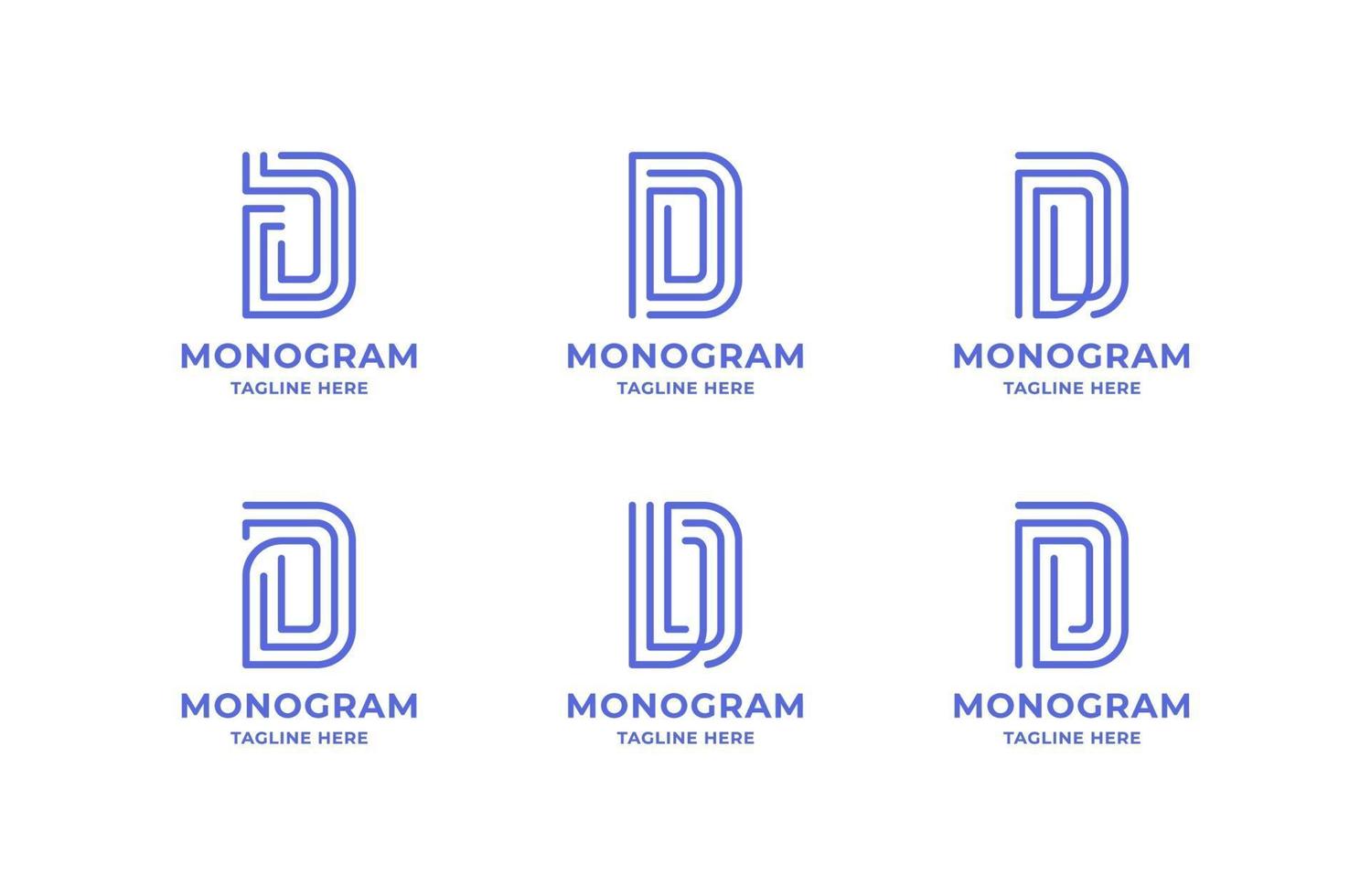 Simple and Minimalist Line Art Letter D Logo Set vector