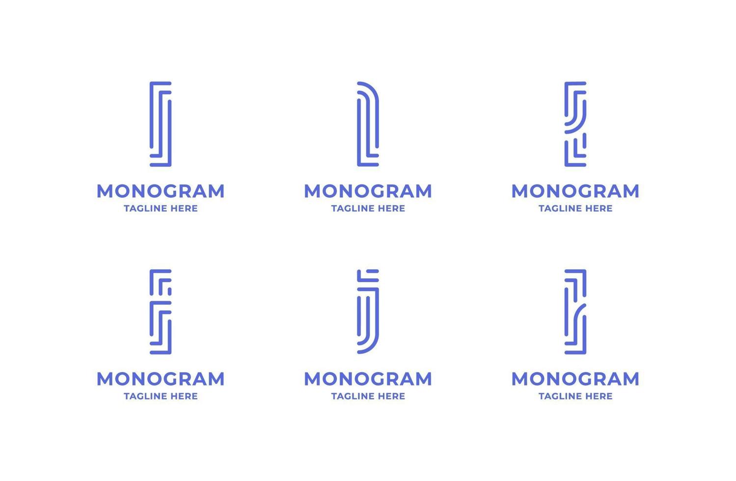 Simple and Minimalist Line Art Letter I Logo Set vector