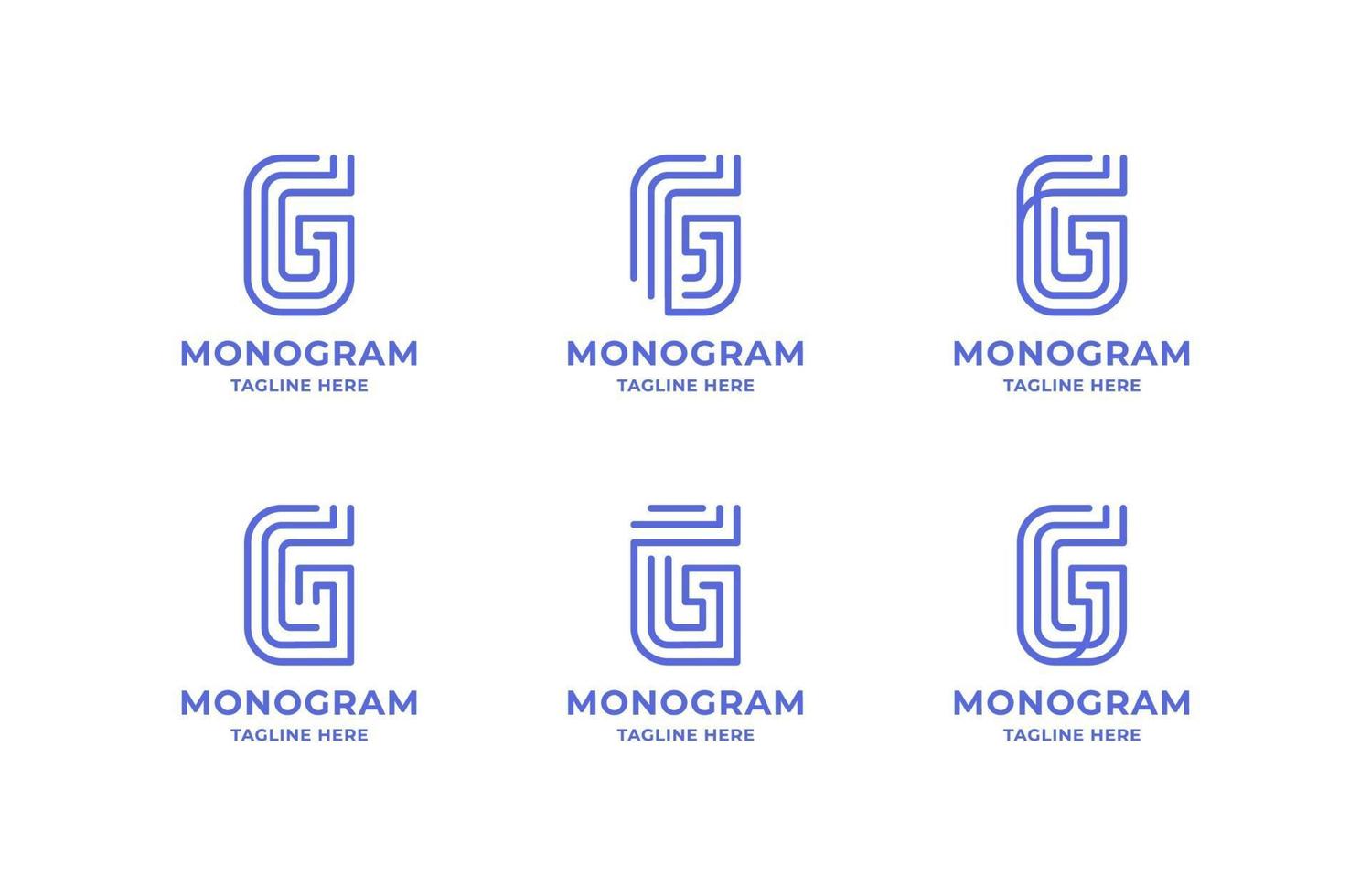 Simple and Minimalist Line Art Letter G Logo Set vector