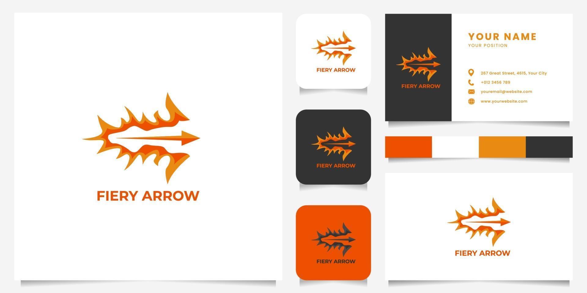 Colorful Fiery Arrow Logo with Business Card Template vector