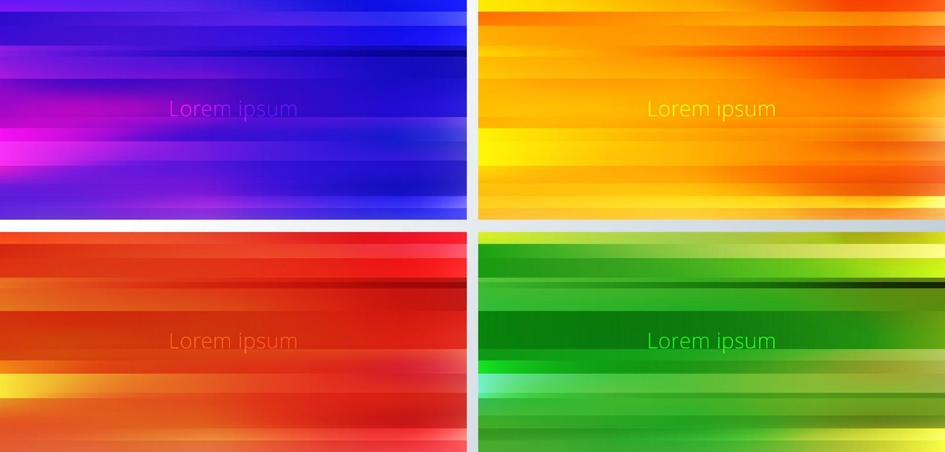 Set of abstract yellow, blue, red, green and orange gradient color blurred motion background vector