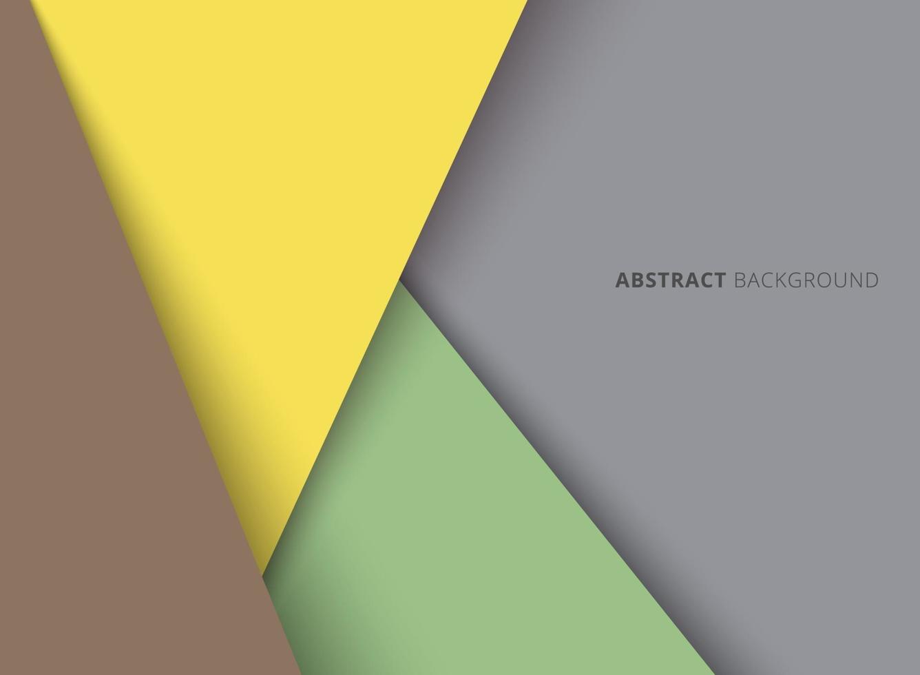 Template geometric triangle yellow, green, brown color overlapping layer with shadow on gray background. vector