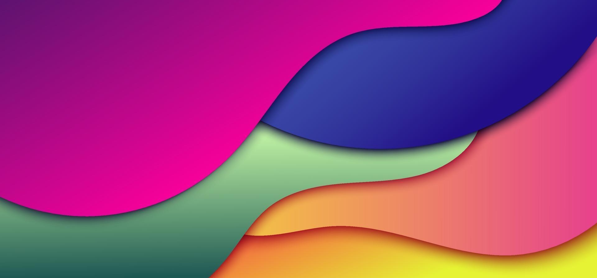 Abstract dynamic 3D gradient color wave shape background vector