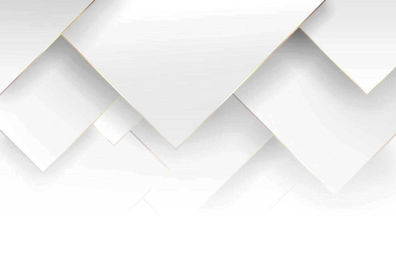 Abstract modern elegant white and gray gradient square shape with golden line vector