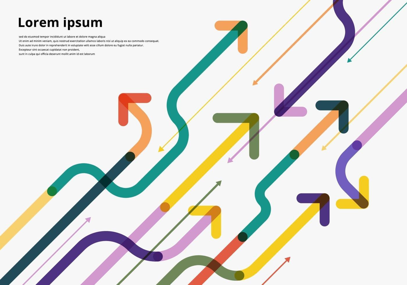 Arrow way diagonal direction colorful overlapping on white background vector