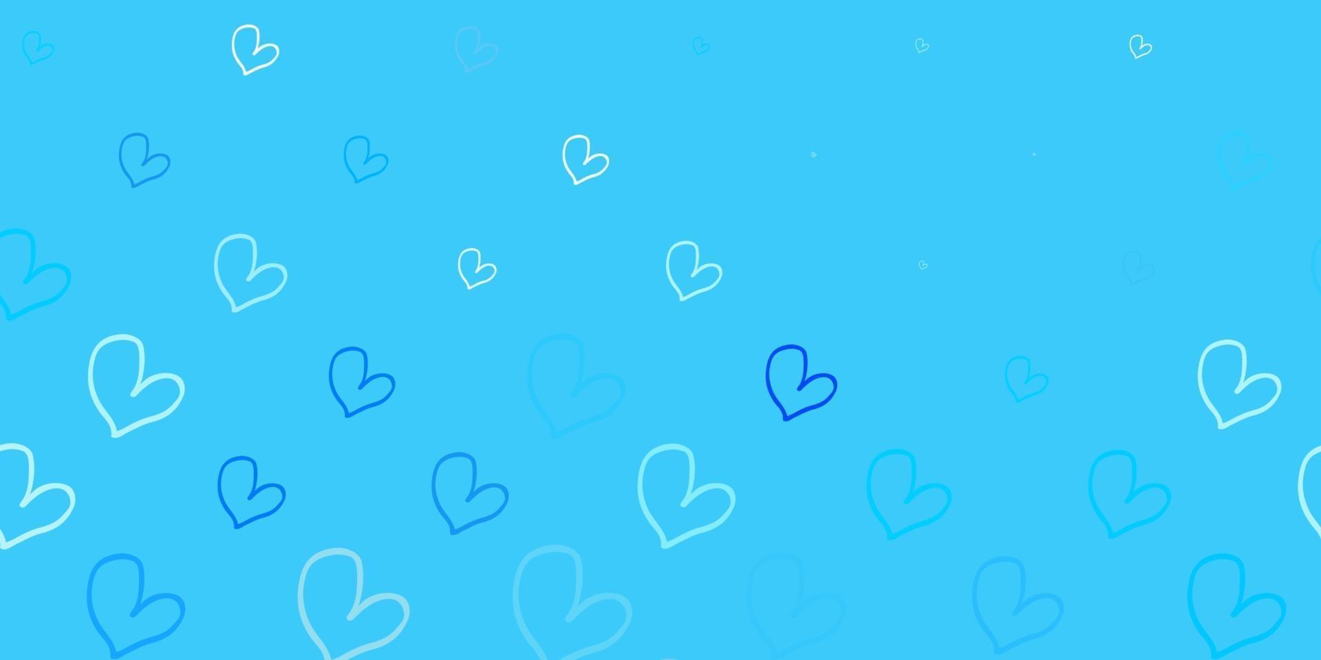 Light BLUE vector texture with lovely hearts.