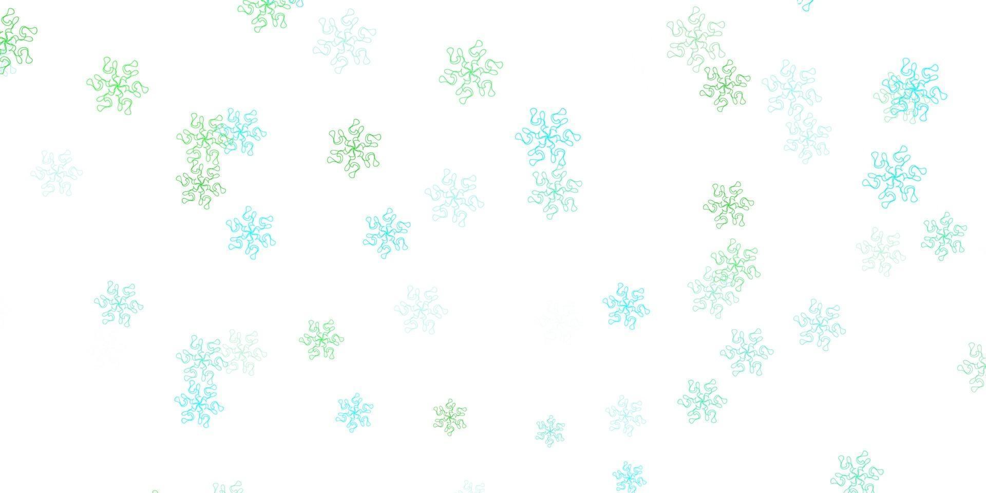 Light green vector doodle pattern with flowers.