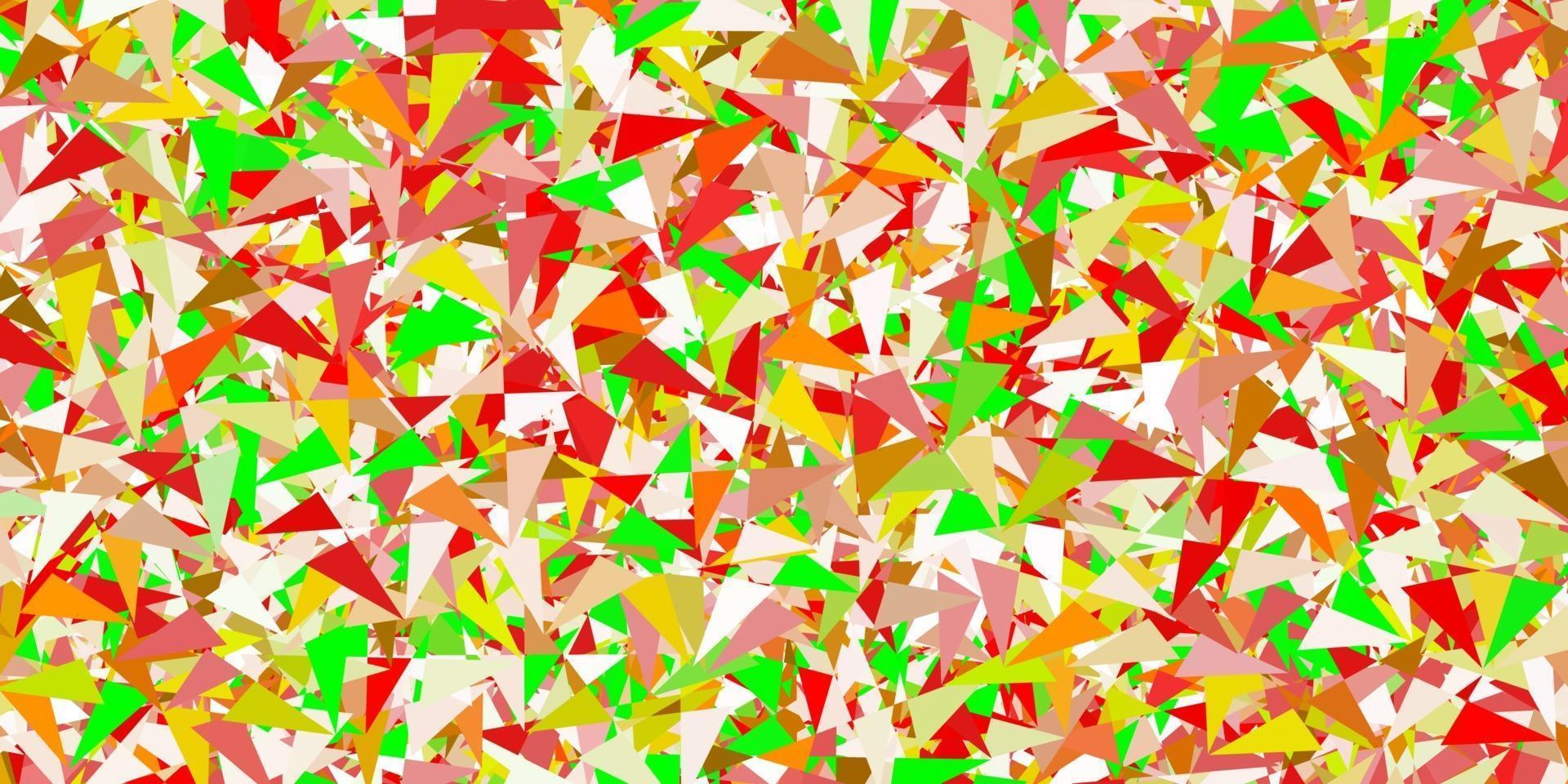 Telón de fondo de vector verde claro, rojo con triángulos, líneas.