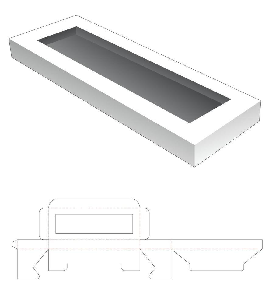 Insert long rectagular box die cut template vector