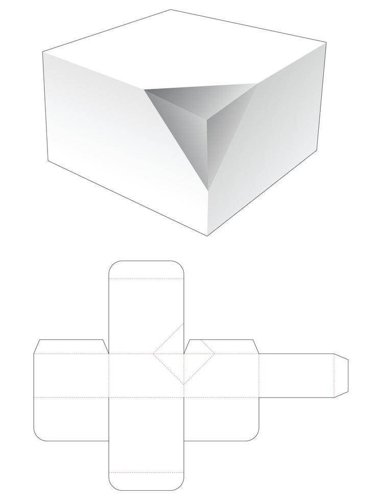Chamfered corner tin box die cut template vector