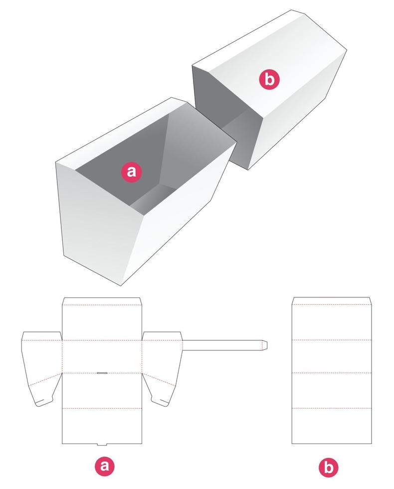 Trapezoid bowl with cover die cut template vector