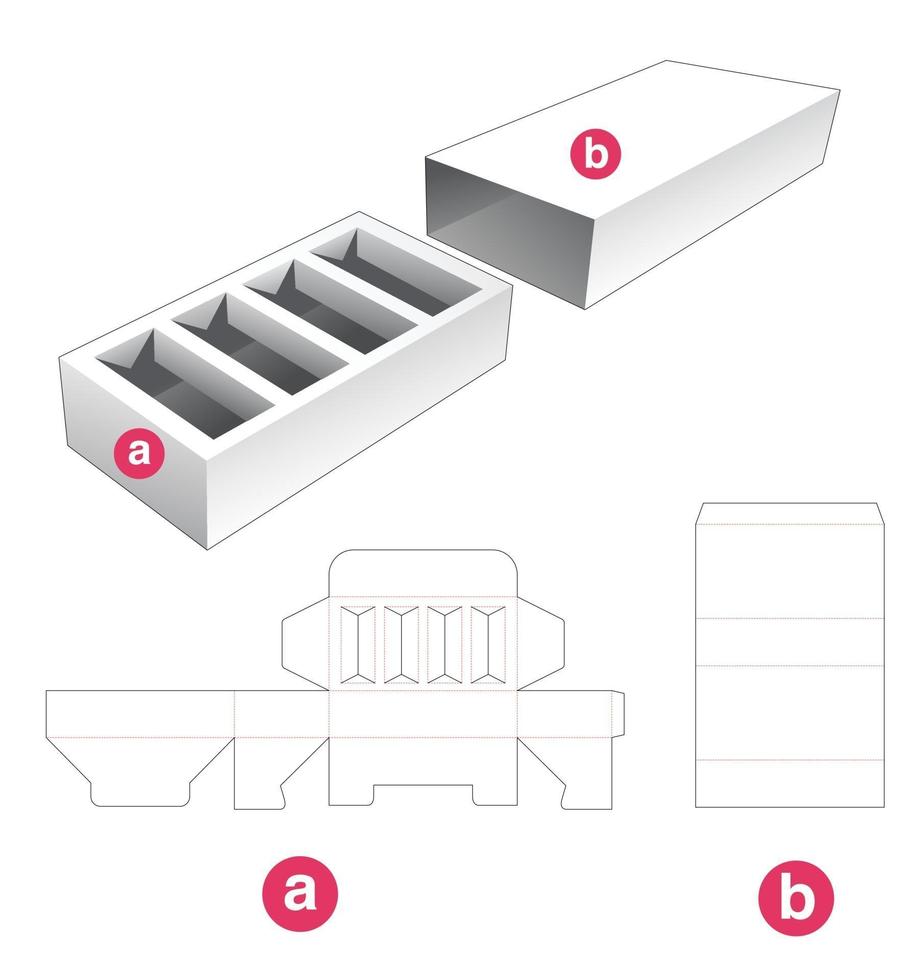 Insert supporter box with cover die cut template vector