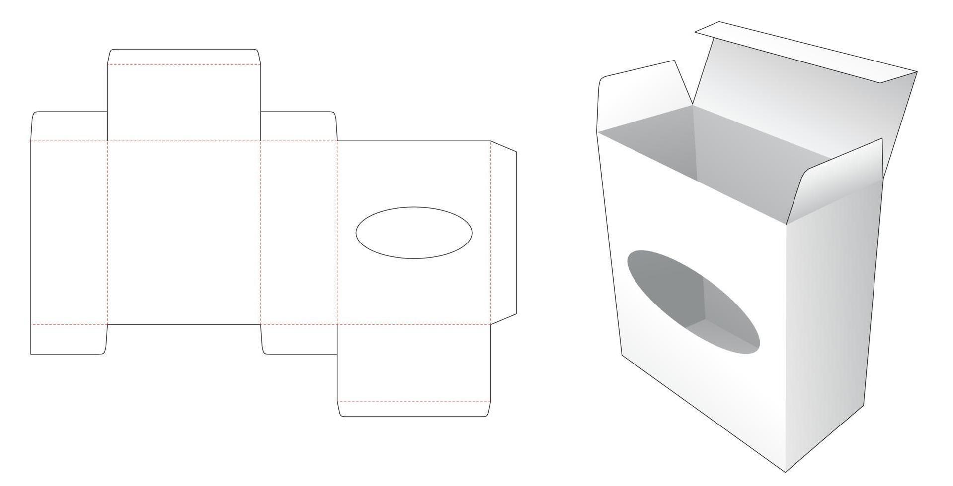 plantilla troquelada de ventana en forma de caja y elipse vector