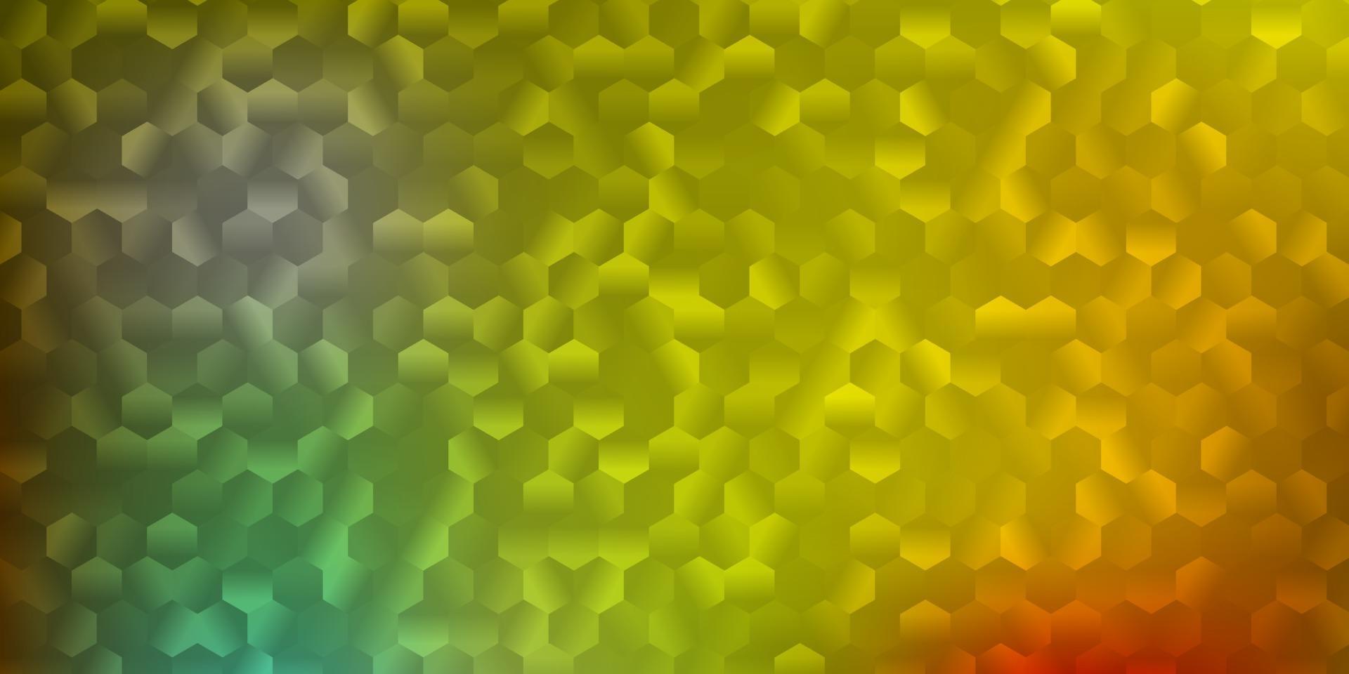 patrón de vector verde claro, amarillo con hexágonos.