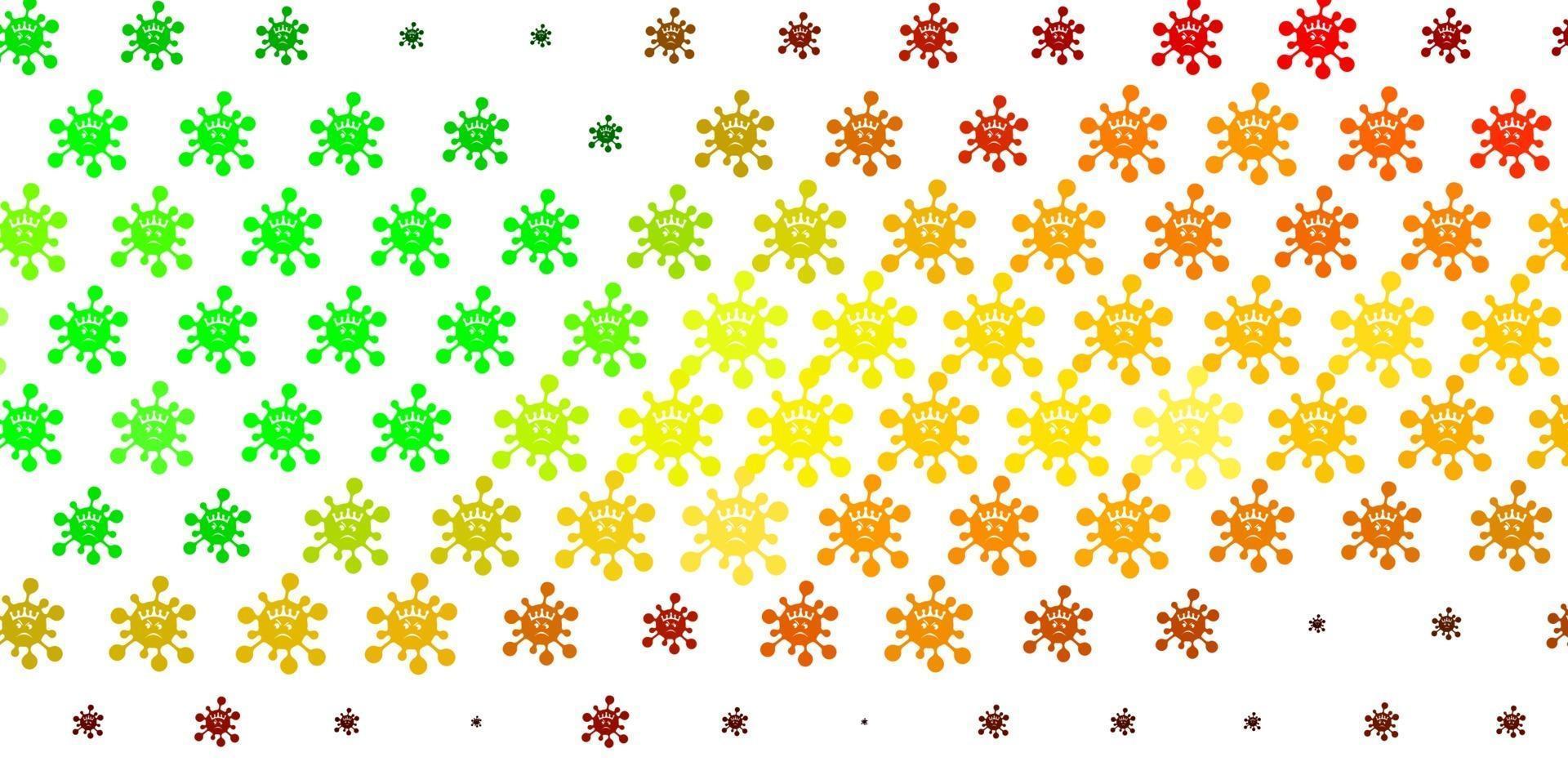 Light Green, Yellow vector background with covid-19 symbols.