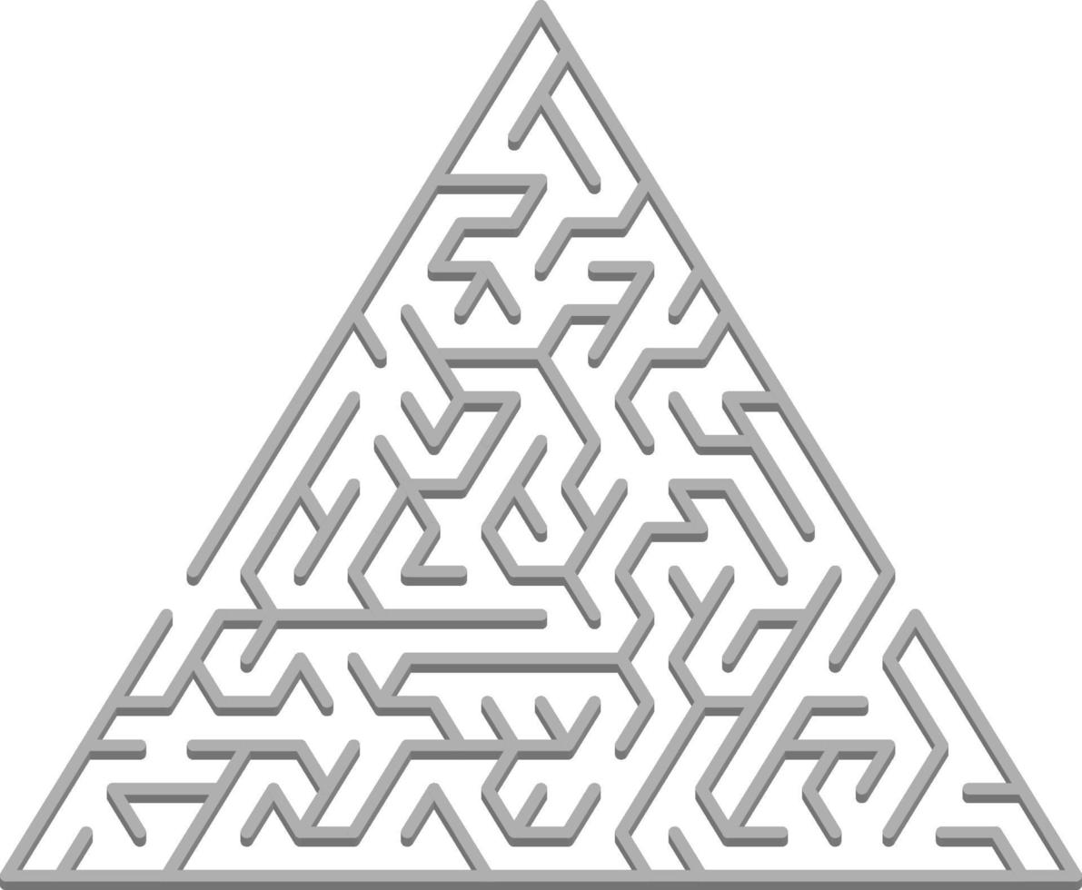 Vector backdrop with a gray triangular 3D maze, labyrinth.