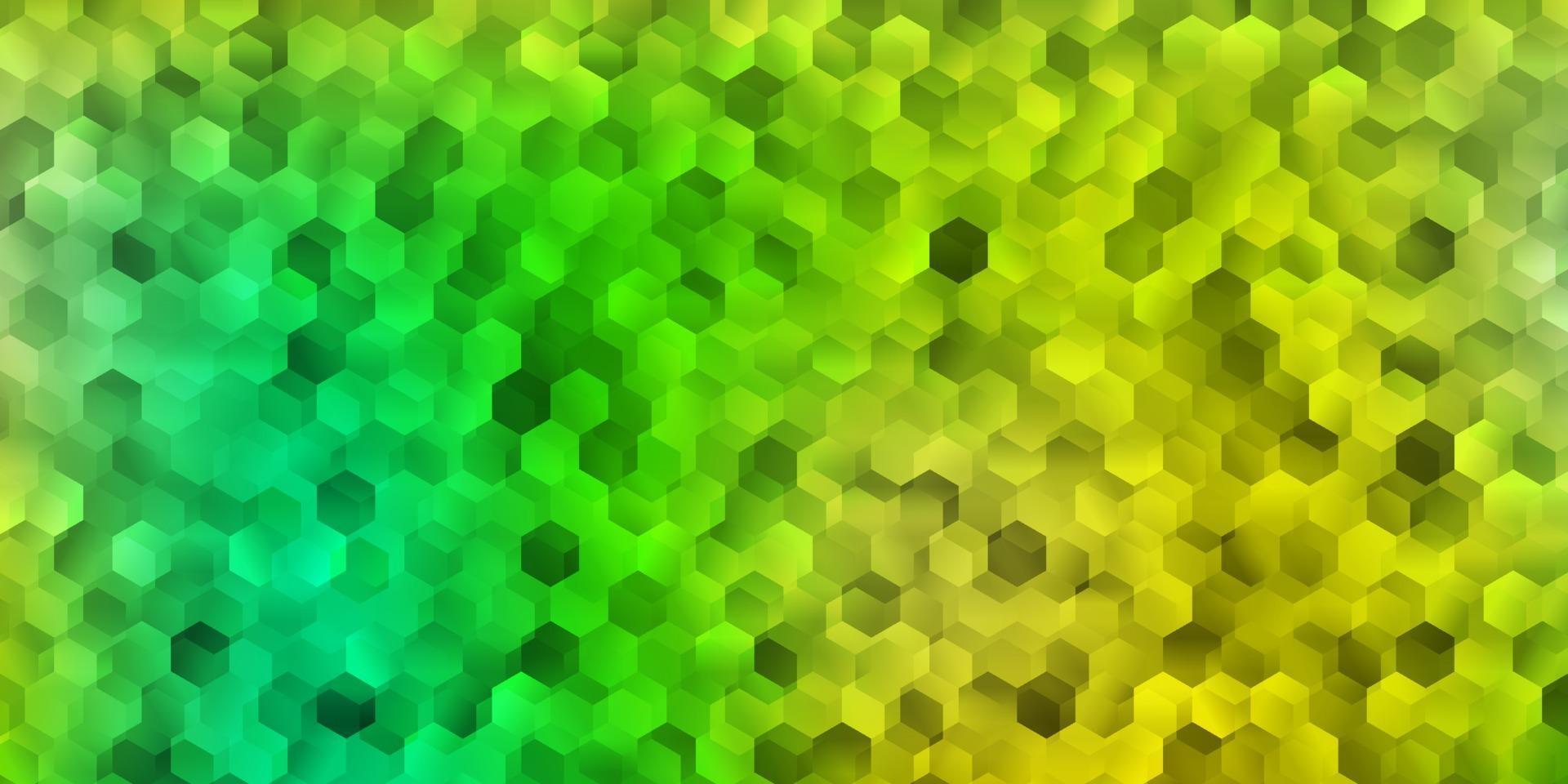 diseño de vector verde claro, amarillo con formas de hexágonos.