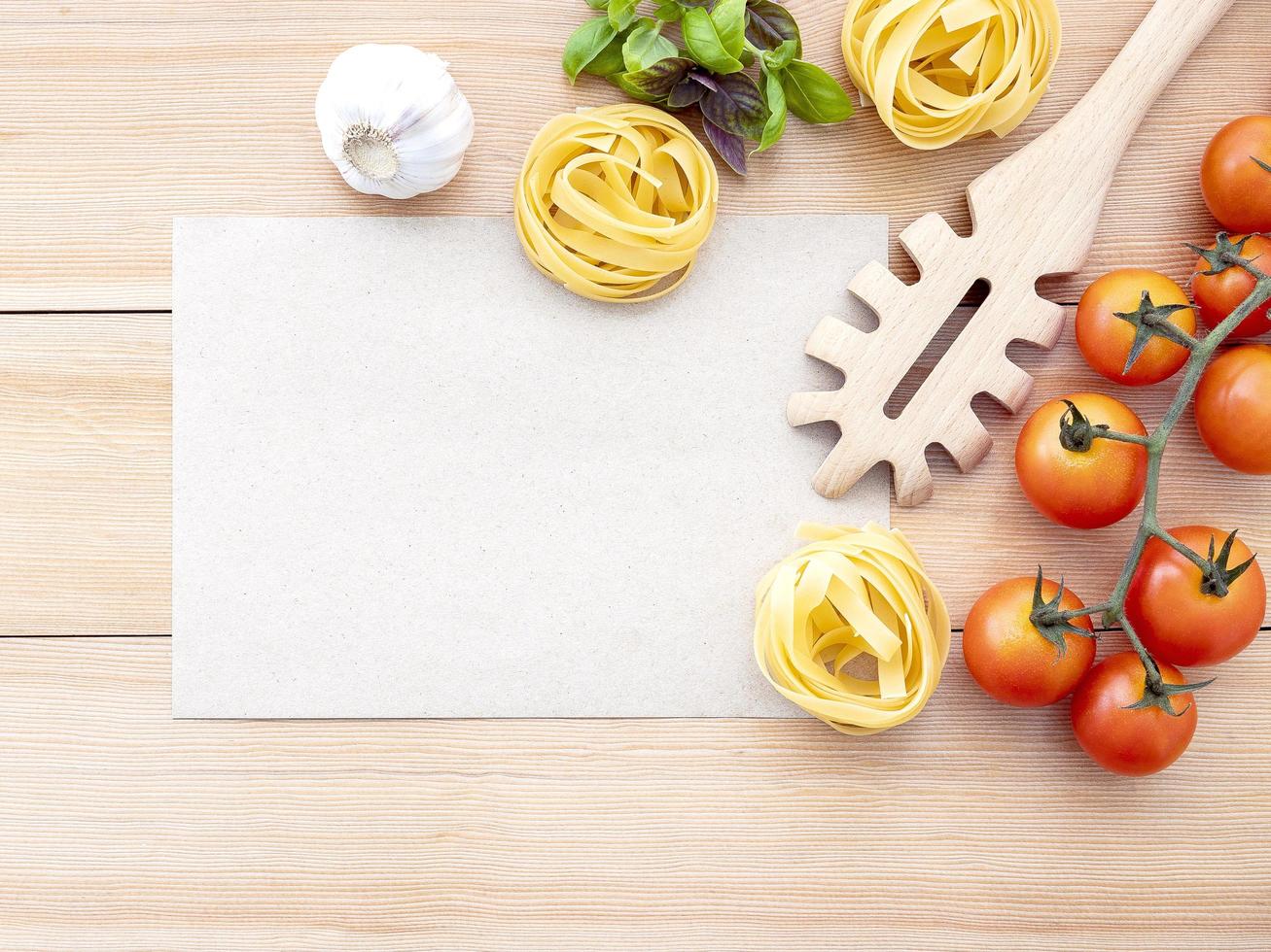 Fresh Italian foods with menu mock-up photo