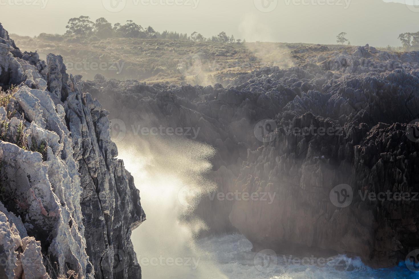 Pointed karst rocks on the Asturian coast photo