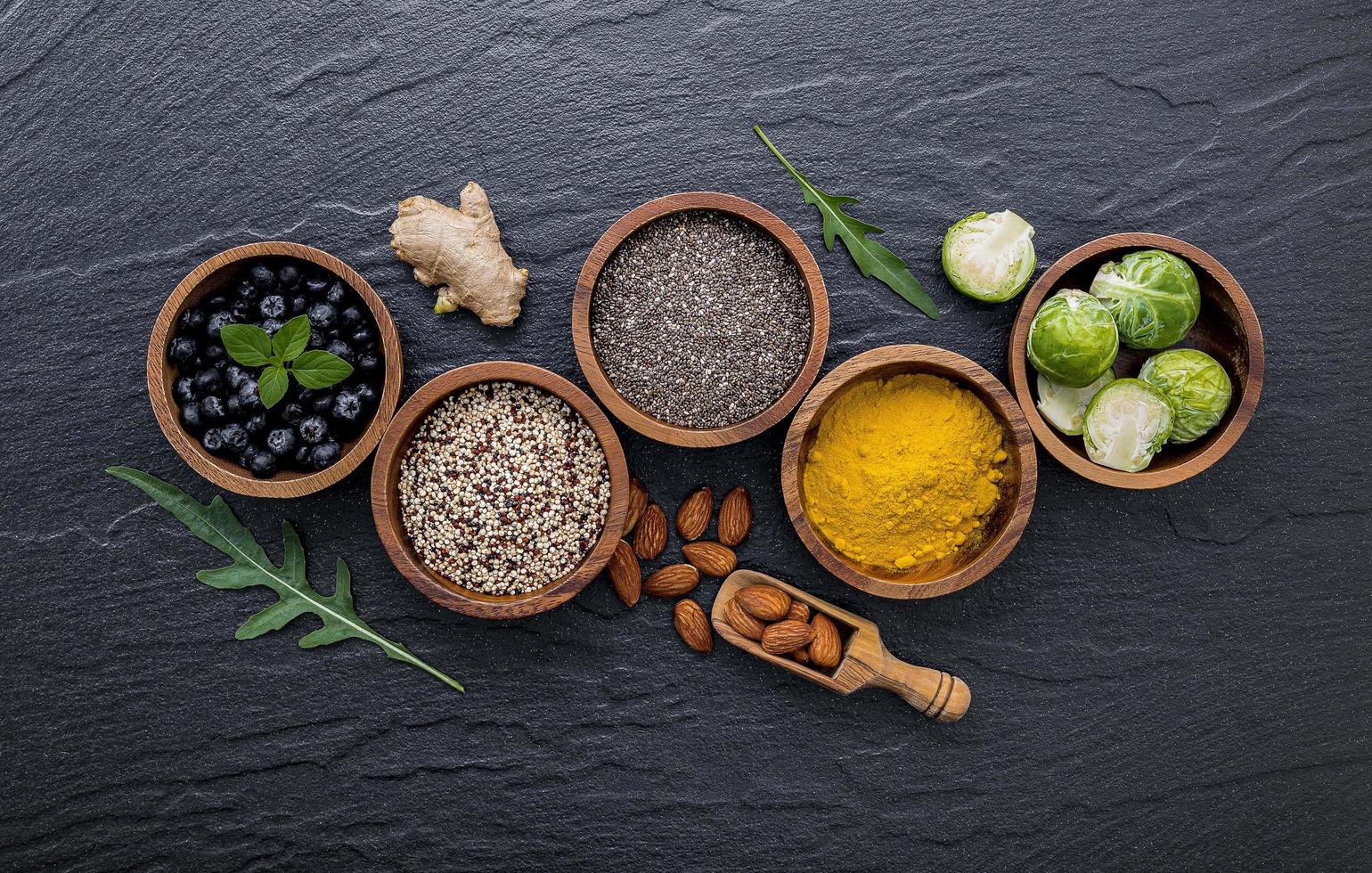 Bowls of fresh ingredients photo