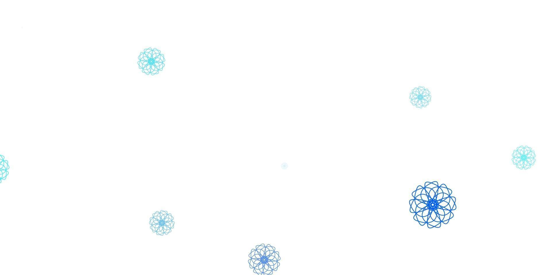 Light blue vector doodle background with flowers.