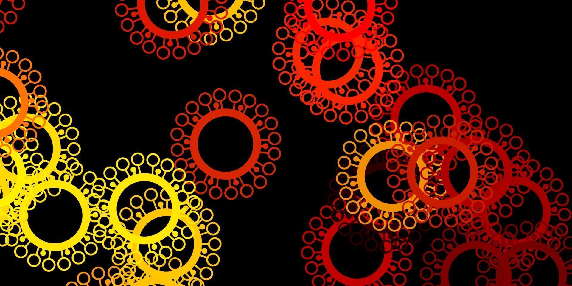 Dark orange vector pattern with coronavirus elements.