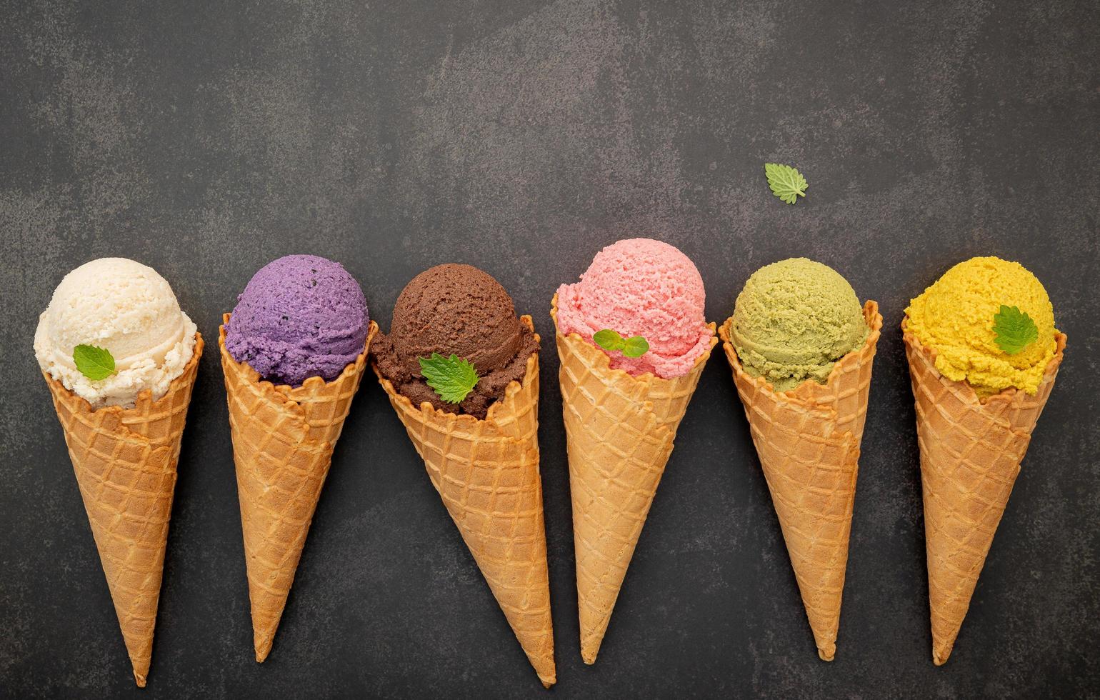 Colorful ice cream and copy space photo