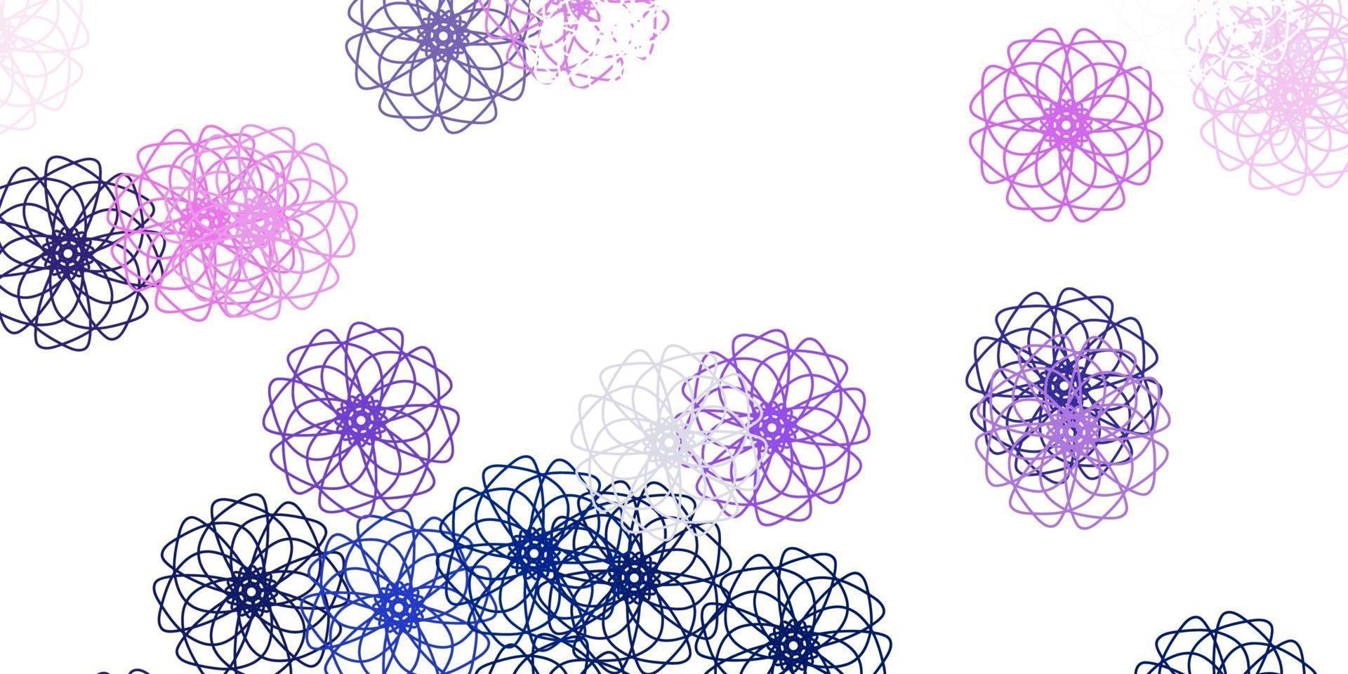 Light pink, blue vector doodle texture with flowers.