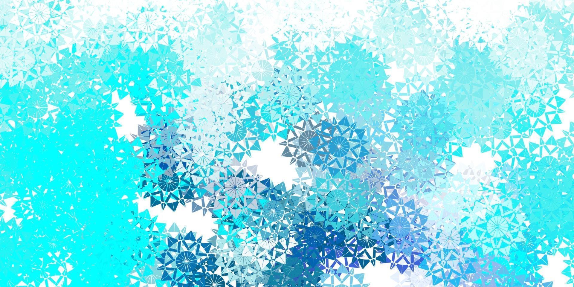 diseño de vector rosa claro, azul con hermosos copos de nieve.