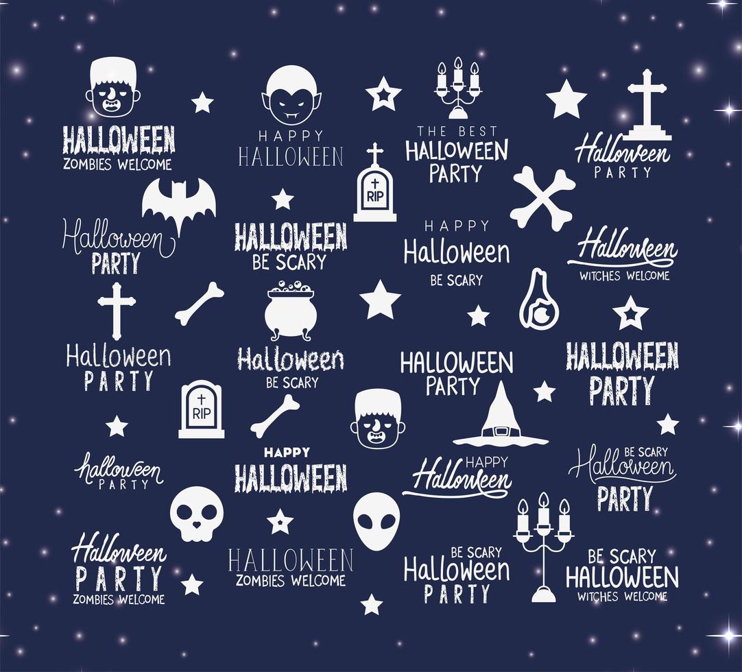 Happy Halloween lettering set vector