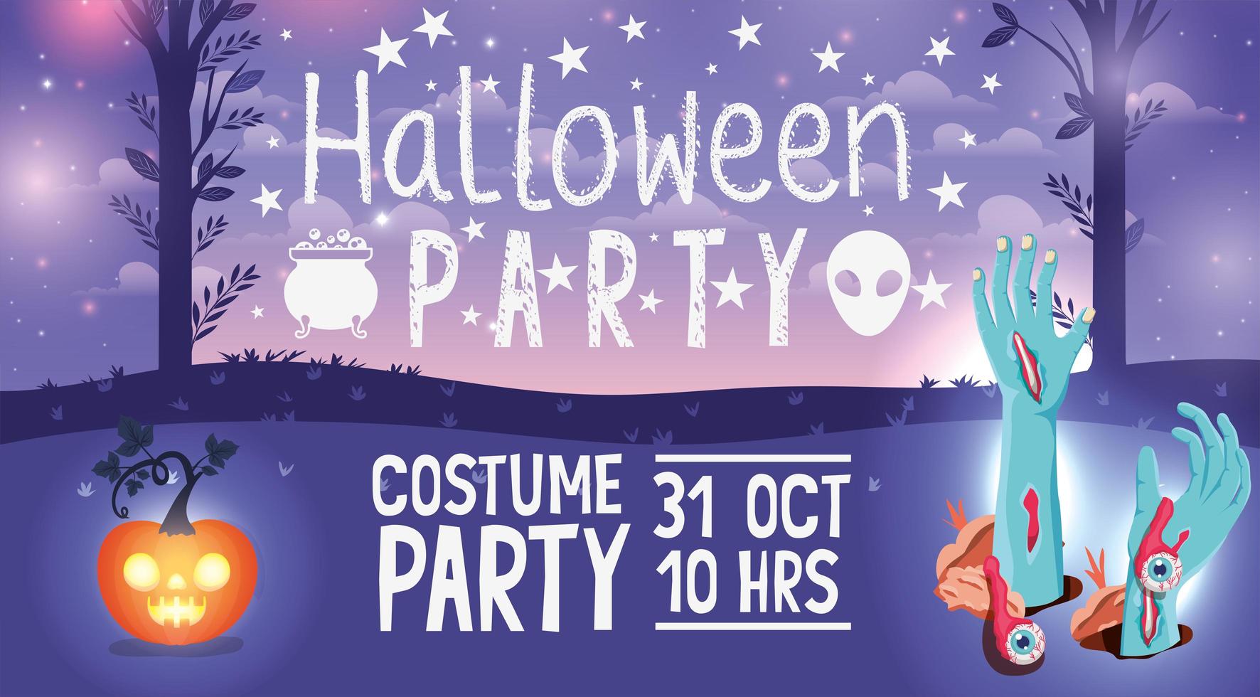 Halloween party card design vector