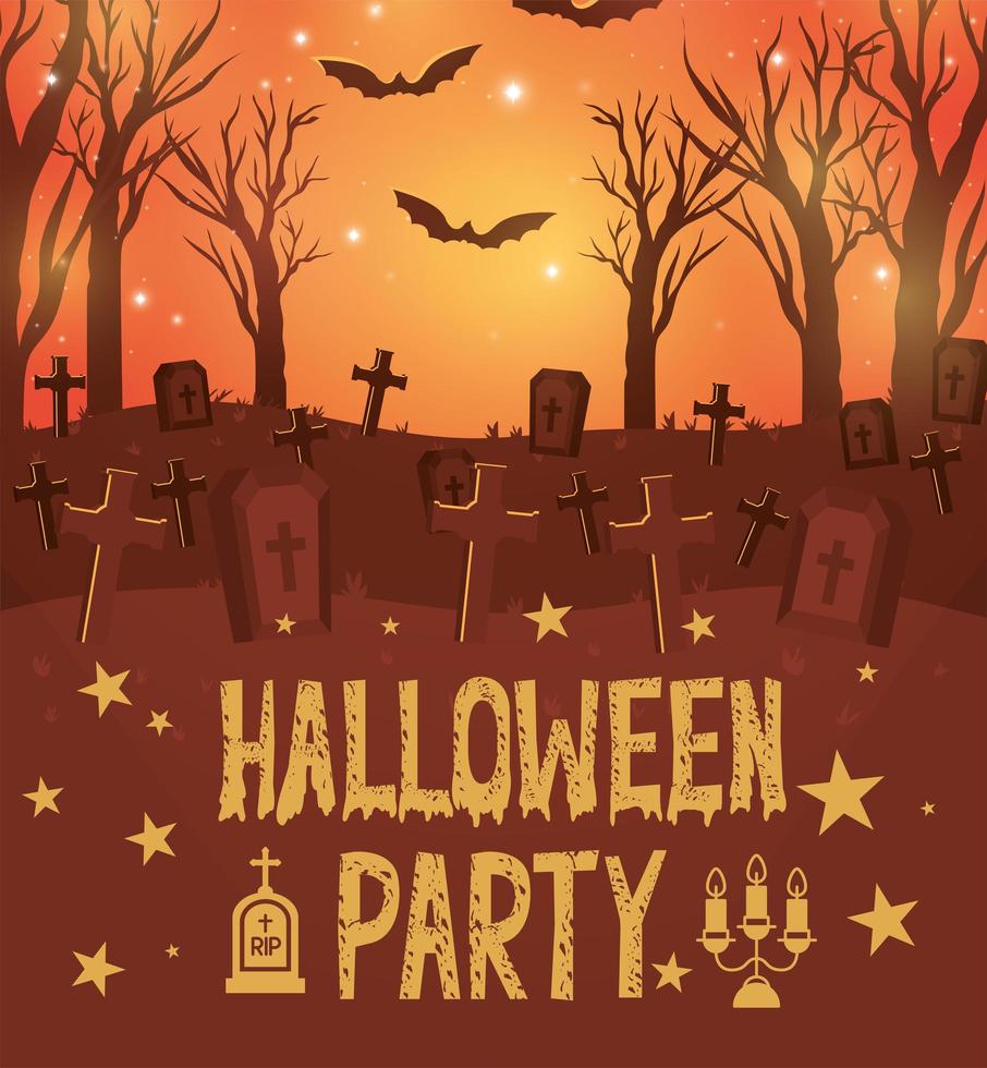 Halloween party card design vector