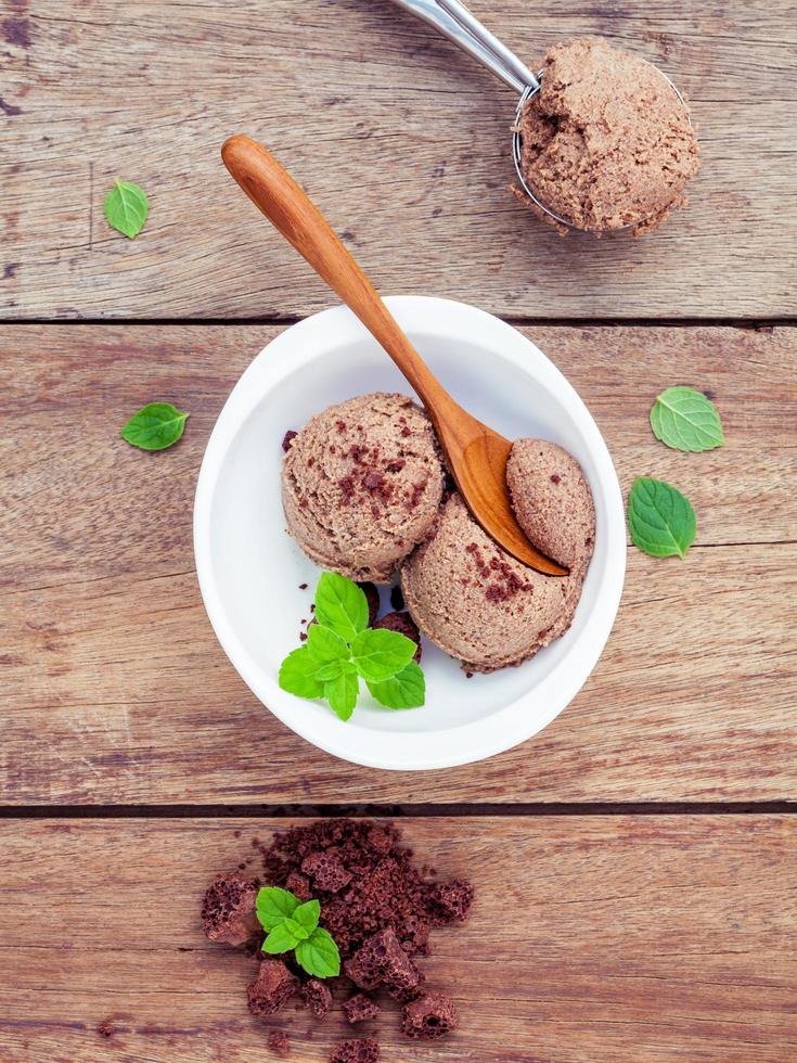 Top view of chocolate ice cream photo