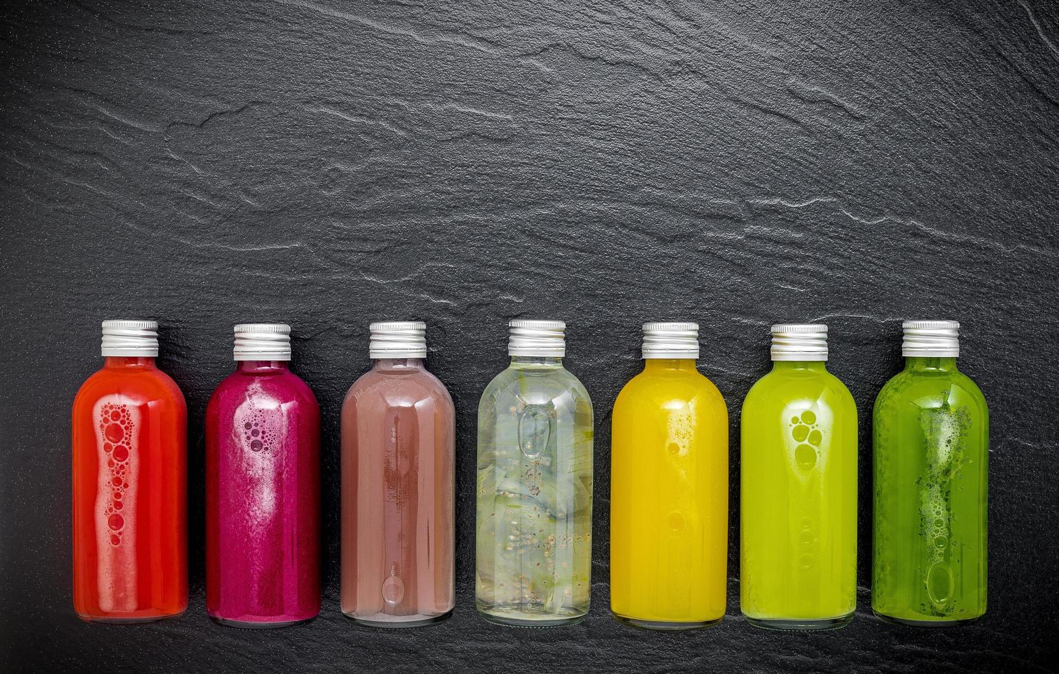 Smoothies in bottles photo