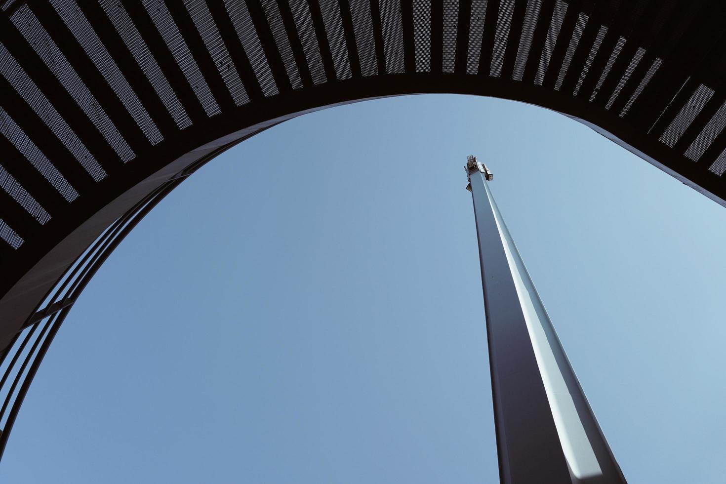 Low angle view of a street lamp in Bilbao city, Spain photo