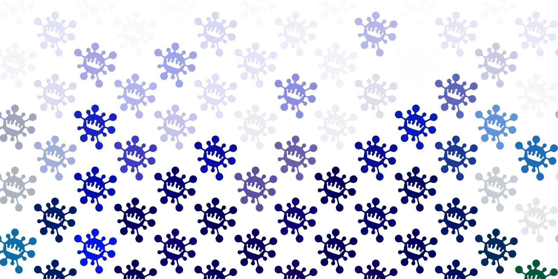 patrón de vector azul claro, verde con elementos de coronavirus.